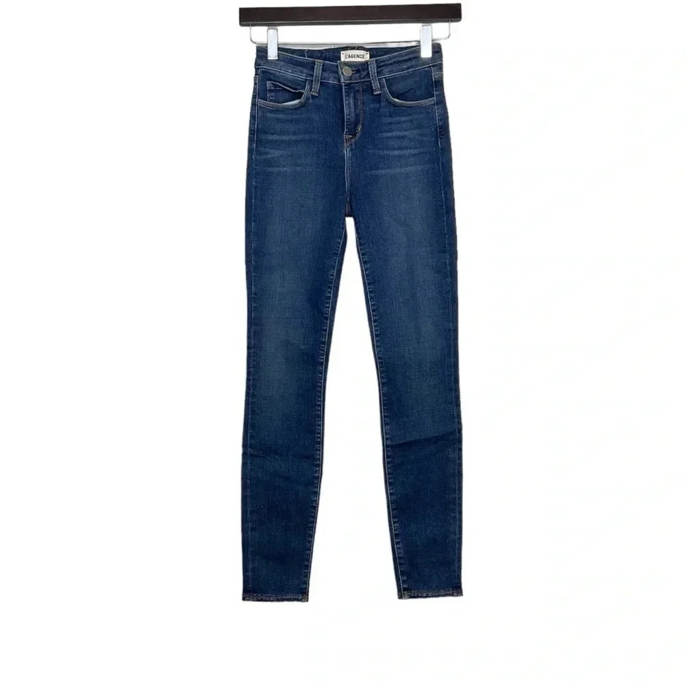L'Agence Margot High Rise Ankle Skinny Jeans Size 24 Dark Vintage Wash